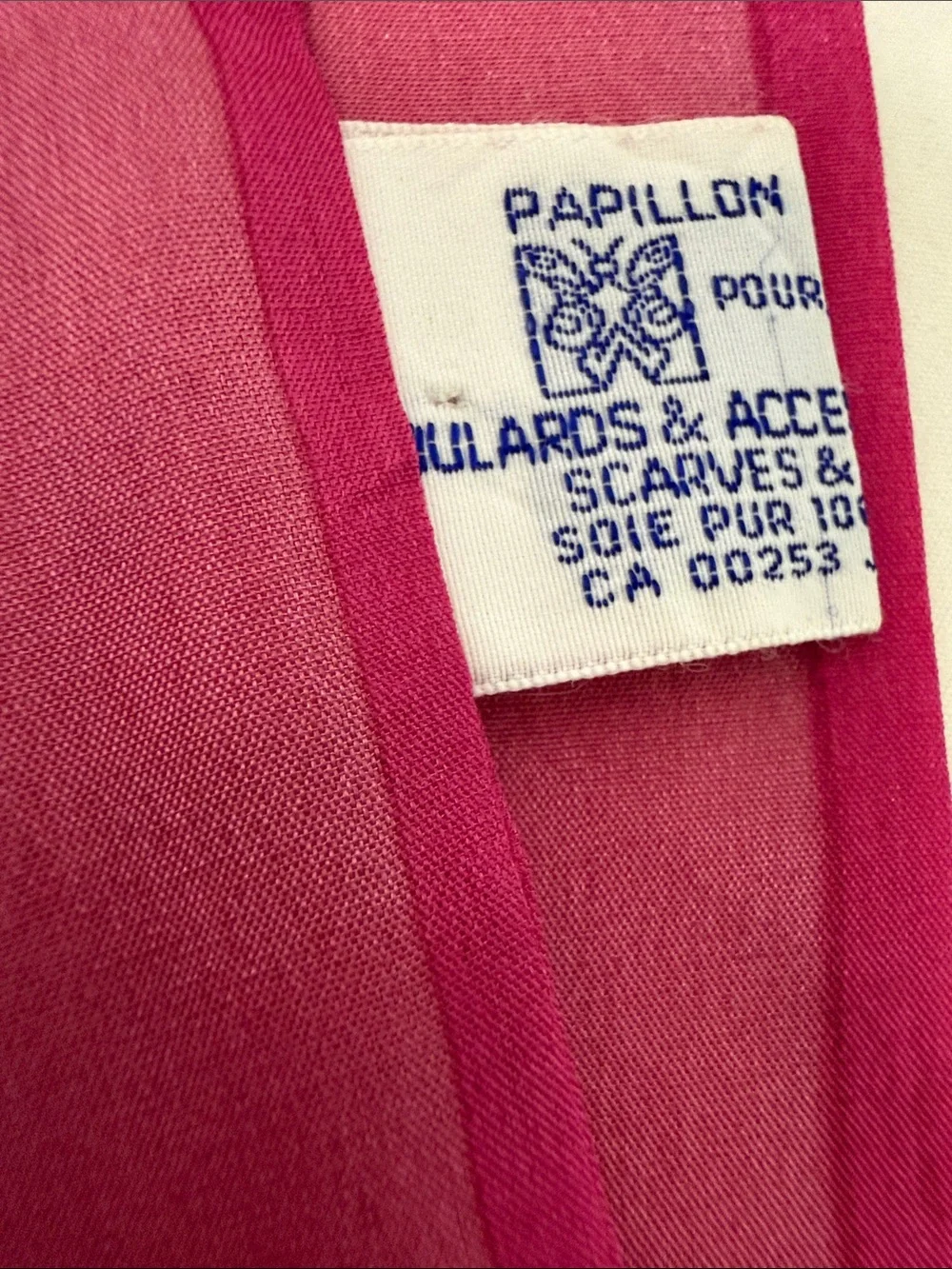 VTG Papillon Pour Foulards 100% Pure Silk Skinny Scarf Striped Pink. Japan